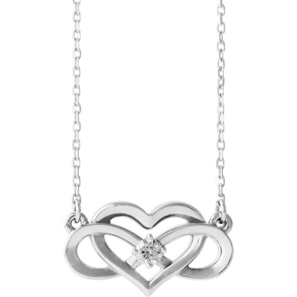 Platinum 1/10 CT Diamond Infinity Heart Necklace, 16-18 Inch